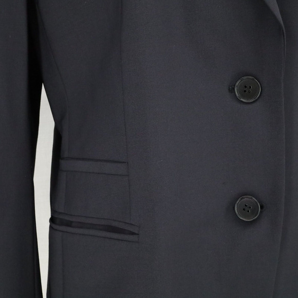 Ann Taylor Jacket Womens 10 Dark Navy Blue Wool Blend Lined Blazer Pockets - Picture 6 of 15